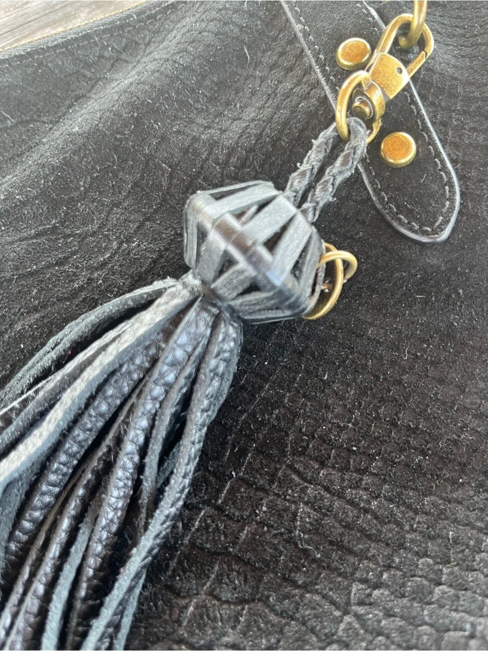 THE SAK SUEDE Black Tassel Bag - Women's Everyday Shoulder Bag with SAK charm